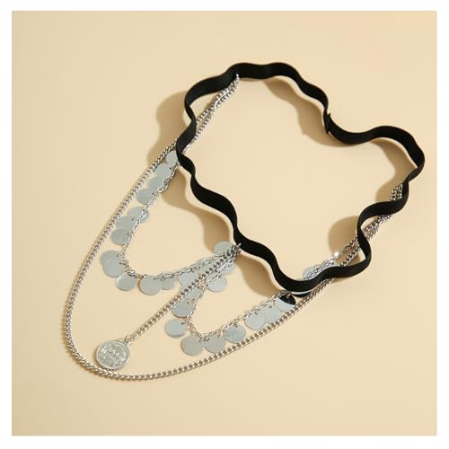 Summer Boho Coin Pendant Leg Body Jewelry,Elastic Band Leg Thigh Chain Bikini Sequin Thigh Accessory Jewelry for Women