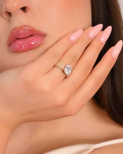 Rinfit Silicone Ring with Stone - Oval Cut Cubic Zirconia Solitaire Engagement Ring for Women - Rubber Wedding Bands - Patented Design - color: Pack A: Nude / Rose Gold