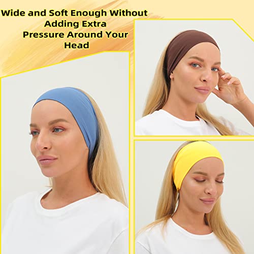 RITOPER Workout Wide Headbands for Women Non Slip, Super Soft Yoga Running Exercise Head Bands, Elastic Sweat Band Hair Bands for Women's Hair, Womens Solid Headband Hair Wrap - color: momao-12-solid