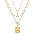 Paxuan Dainty Gold 3-Layer Personalized Initial Necklace for Women - 18K Gold Layered Letter Pendant Necklace Adjustble Paperclip Chain Choker Necklace Jewelry Gifts with Star Charm - style: Letter M