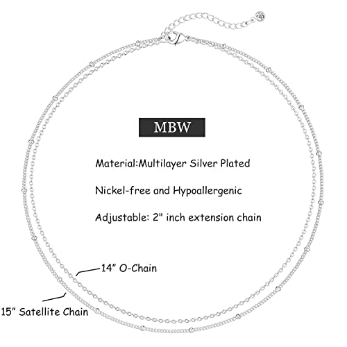 MBW Silver Paperclip Chain Necklace for Women,Dainty Sterling Silver Choker Necklaces for Women Trendy Simple Long Chunky Minimalist Waterproof Link Necklace Jewelry Gifts for Women 16/18/20 in - color: Statellite Chain
