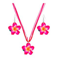4 Pairs Tropical Bohemian Dangle Earrings For Women Hawaii Plant Daisy Flower Drop Earrings Set - color: Rose red
