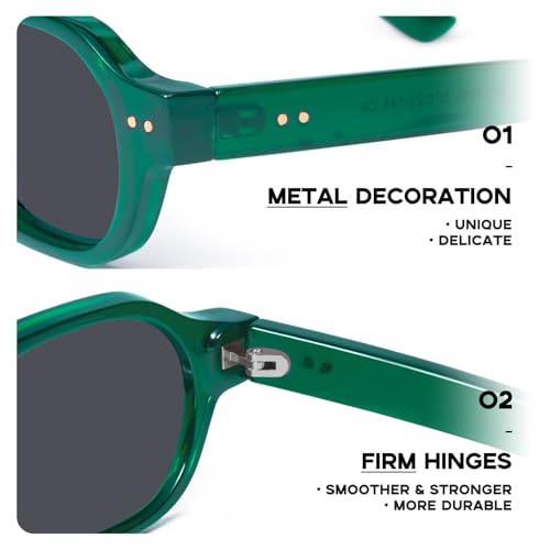 mosanana Retro Hexagon Sunglasses for Women Trendy Small 2026 MS52595 - color: C8 Green/Grey