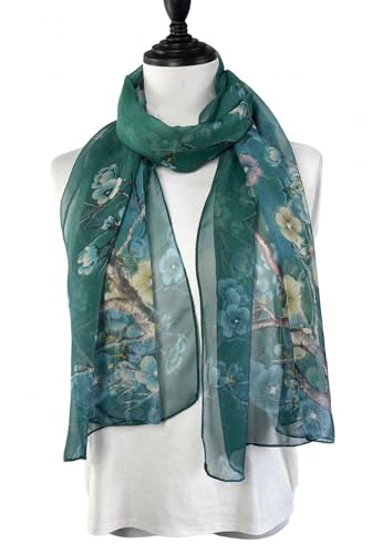 Xyueanlo Scarfs for Women Fashion Scarves Print Pattern Lightweight Sunscreen Scarf Wraps Shawls - color: Plum Blossom Green