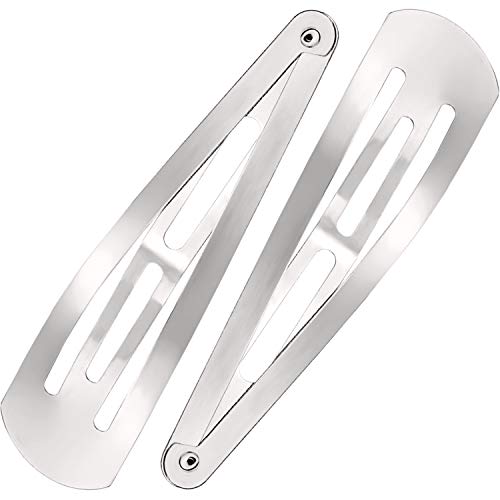 WILLBOND 30 Pieces 3.1 Inch Large Metal Snap Hair Clips Nonslip Barrettes Women Hair Accessories(Silver) - color: Silver, style: Minimalist