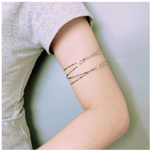 Choistily Arm Cuff Bracelet Gold Cuff Bracelet Silver Cuff Bracelet Arm Cuff Upper Arm Cuff Bracelet Jewelry Gift for Women - color: silver