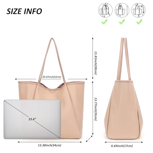 TANTOMI Tote Bag for Women Vegan Leather Purses and Handbags Ladies Waterproof Big Shoulder Bag for Travel - color: Dark Pink