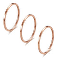 3pcs 1mm Stainless Steel Plain Band Knuckle Stacking Midi Rings for Women Comfort Fit - color: 3pcs Rose-gold (Flat)