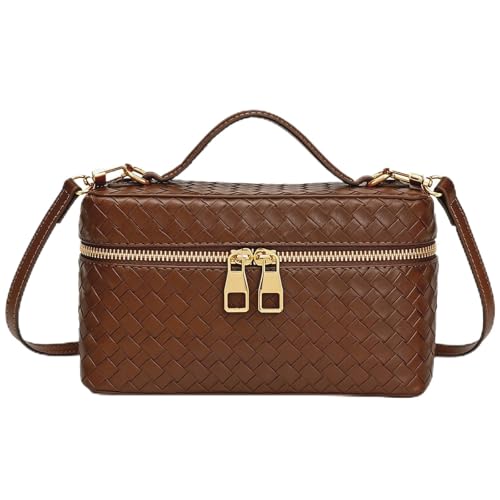 Trendy Shoulder Bags for Women Mini L19 Square Box Satchel Bag Cute PU Leather Crossbody Purse with Adjustable Strap - color: Brown