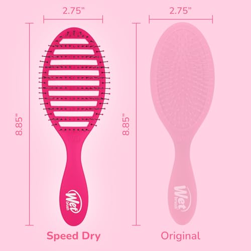 Wet Brush Speed Dry Hair Brush - Pink - Vented Design and Ultra Soft HeatFlex Bristles Are Blow Dry Safe With Ergonomic Handle Manages Tangle and Uncontrollable Hair - Pain-Free - color: Pink, size: 1 Count (Pack of 1)