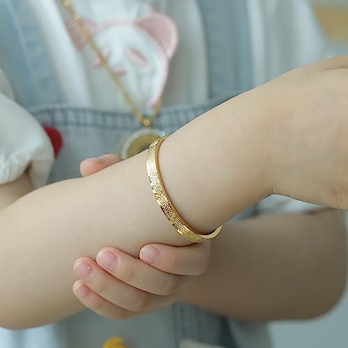 Qitian Islamic Jewelry Gifts for Women Allah Gold Bangles Bracelets Ayatul Kursi Arabic Cuff Bracelet for Women Men Islam Eid Ramadan New Year Gifts - color: T-Gold--toddlers
