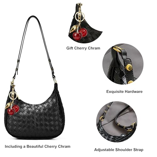 Small Hobo Bags Crescent Shaped Shoulder Bags for Women Mini Cherry Purse Fall Soft Crossbody Handbag 2025 - color: Wy26-97black