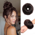 Messy Buns Hair Pieces 100% Human Hair Chignons Scrunchie Elastic Rubber Band Messy Bun Hair Piece Stretchy Fluffy Donut Updo Bun Wig Smooth Hair Bun Extensions for Women Natural Dark Brown - color: Natural Dark Brown