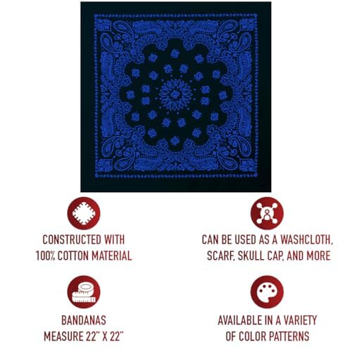 Rothco Trainmen Paisley Bandana - Standard - 22" X 22" - color: Black/Blue
