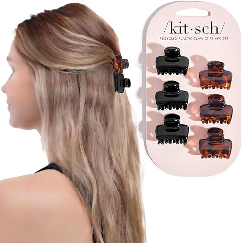 Kitsch Small Hair Clips for Women - Stays In Place Without Pulling or Snagging | Durable Plastic, Sturdy Small Claw Clips | Ideal Gifts for Women - Black & Tortoise, 6 Pcs - color: Black and Tort