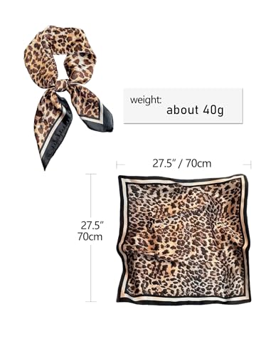 CHUNG Women's Scarf Hair Bandanas Square 27.5" Satin Wrap Fashion Pattern Scarves Emulation Silk Handbag Ribbons Necktie - color: Small Leopard
