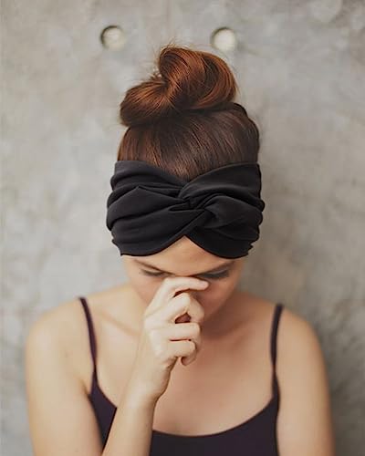DRESHOW 6 Pack Extra Wide Headbands for Women Large Turban Headband Boho Head Wrap Elastic Hairbands Hair Twisted Knot Hair Accessories - color: 6 Pcs Knotted: Black