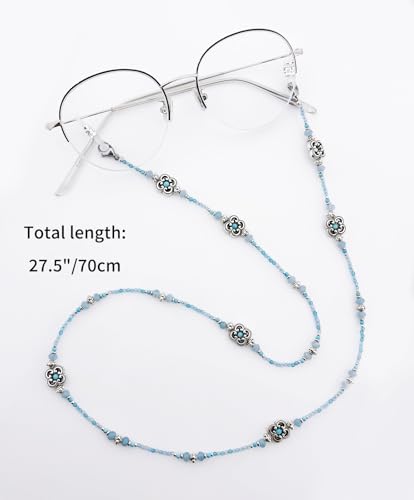 Damanse Beaded Glasses Chain,Eyeglass & Sunglass Strap For Women Stylish - color: Boho Turquoise