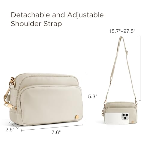 Joryin Anti Theft Crossbody Bag for Women, Slash-resistant RFID Blocking Travel Purses, Small Shoulder Bag Handbag, Nylon - color: Beige