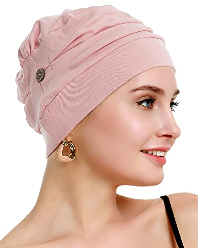 osvyo Cotton Chemo Turbans for Women Cancer Hairloss hat - Cotton Lightweight Headwear Sealed Packaging - color: Cotton Hot Pink