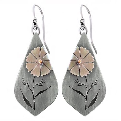 Boho Earrings, Statement Earrings, Teardrop Sunflower Earrings, Dangle Ethnic Earrings for Women, Handmade Bohemian Trendy Boho Vintage Jewelry - style: Flower