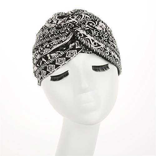 beauty YFJH Women's Cotton Turban Head Wrap Cancer Chemo Beanies Cap Headwear Cap Bonnet Hair Loss Hat - color: Ethnic Black