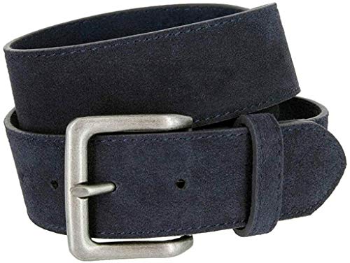 Belts.com Square or Oval Antique Buckle Casual Jean Suede Leather Belt 1-1/2"(38mm) or 1"(25mm) Wide - color: Navy, size: 36