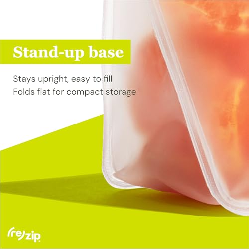 (re)zip On-the-Go Stand Up 1-Cup Clip-On Bags with 2 Carabiners, 2-Pack Pink - Reusable Bags | Travel-Ready, Leakproof, Airtight Seal, Water-Resistant, Food Grade & BPA Free - color: Pink