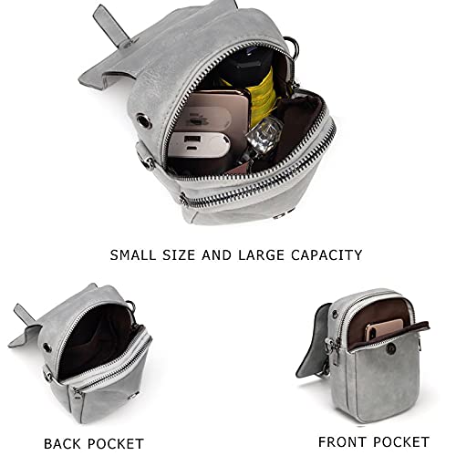 myfriday Vintage Crossbody Phone Bag for Women, Small PU Leather Shoulder Purse and Handbag - color: A-03-grey