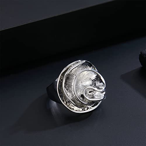 Mytys Cocktail Rings for Women Fashion 18K Gold Plated & Silver Flower Statement Ring Wedding Engagement Party Jewelry Gift - color: Silver