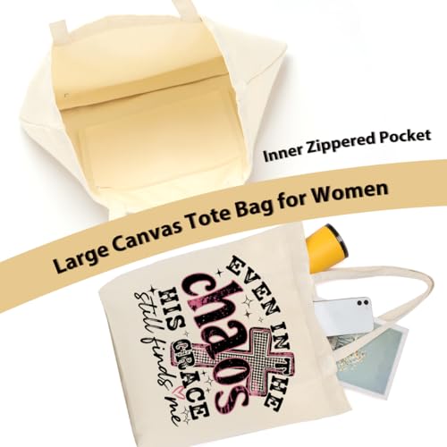 Christian Gifts for Women, Floral Faith Canvas Tote Bag, Faith Gifts for Women Mom Inspirational - color: Inspirational 772