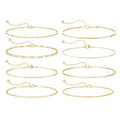 Tewiky Waterproof Gold Bracelets for Women Non Tarnish - Dainty Stack 14K Gold Plated/Sterling Silver Chain Bracelets Set Adjustable Trendy Jewelry for Women - style: Style D