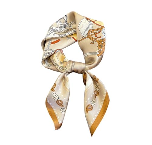 JERLA 100% Pure Mulberry Silk Square Scarf for Hair-27''x27'' Women Men Natural Silk Neckerchief Headscarf - color: Paisley Khaki