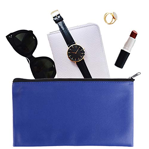 12 Pieces Bank Bag Money Pouch Security Bank Deposit Bag with Zipper for Cash Money, Check Wallet, Cosmetics, Tools 11x6 inch (Black +Blue) (Blue) - color: Blue