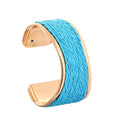 Raffia Colorful Chunky Cuff Bracelet For Women Statement Irregular Wave Vacation Tropical Beachy Spring Summer Wide Open Bangle Handmade Boho Costume Jewelry Accessories - color: Blue