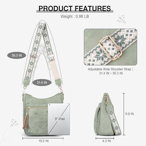 KITEVIUN Medium Crossbody Bags for Women Trendy, Women's Butterfly Shoulder Handbags with Tassel - color: 003-green