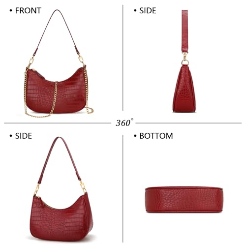 KKXIU Shoulder Bag for Women Cute Hobo Purses and Handbags Retro Clutch Underarm Purse | Cute - color: Ered