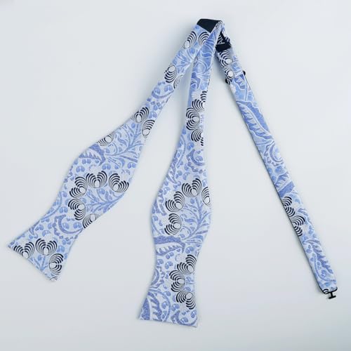 Alizeal Mens 2pcs Classic Floral Pattern Self-tied Bow Tie and Handkerchief Set - color: 035-light Blue