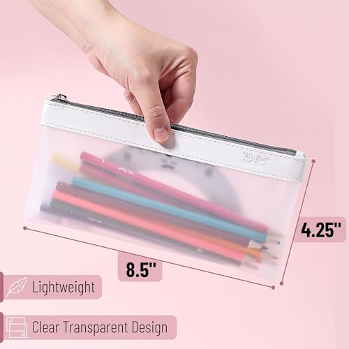 Mr. Pen- Clear Pencil Pouch, 8.50"x4.25", 3 Pack, Durable TPU Material | Medium Water-Resistant Pencil Bags with Smooth Zipper, Multipurpose Clear Pouch for Stationery, School, Office - color: Dusty Rose, size: 3 Pack, Medium