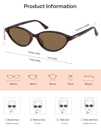 SOJOS Trendy Polarized Oval Sunglasses for Women Retro Chic 90s Shades Lightweight Sunnies SJ2656 - color: Tortoise Frame Brown Lens