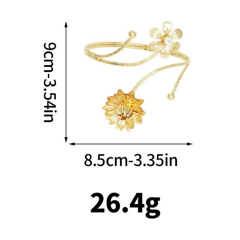 Upper Arm Cuff Bracelet Armlet for Women Gold Silver Plated Minimalist Flower Swirl Wings Armband Adjustable Cuff Bangle Gothic Jewelry