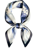 kcctoo 59" Mulberry Silk Like Head Scarf Women's Fashion Square Neck Satin Scarfs for Bag Hair Scarves Gift 59 * 5.9” - color: B004-navy Floral Scarf