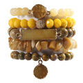 Yomisa 5PCS 6PCS Natural Boho Beaded Bracelets/Bangle for Women Men,Healing Turquoise Jasper Agate Crystal Gemstone Stone Chakra Multilayer Wrap Bohemian Handmade Jewelry Beads Stretch Bracelet Set - color: 5PCS-Yellow