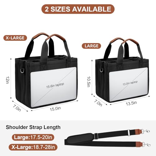 KKXIU Canvas Tote Bag for Women with Zipper and Compartments Crossbody Large Bible Messenger Purse Bag With Pockets | Canvas - color: Black, size: X-Large