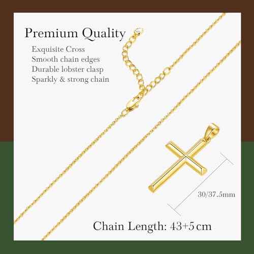 Cross Necklace for Women Gold Cross Necklaces for Women 14K Gold Cross Necklace for Womens Blend Beauty With Sentiment Dainty Gold Crosses Chain Pendant Necklaces for Womens 20/25mm - size: 30MM