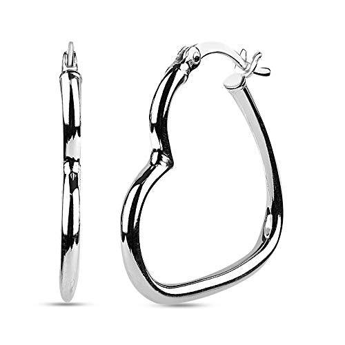 LeCalla 925 Sterling Silver Heart Hoop Earrings for Women | Love Theme Heart Shaped Hoop Earring | Womens Italian Love Heart Earrings Hoops - color: Love Heart Hoop