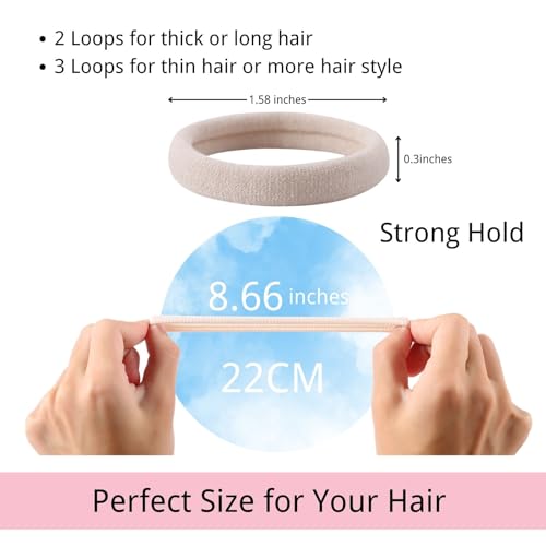 LuSeren 120PCS Soft Hair Ties for Women – No Damage Ouchless Nylon Hair Accessories, Seamless Fabric Ponytail Holders for Daily Use (Natural Colors) - color: Neutrals