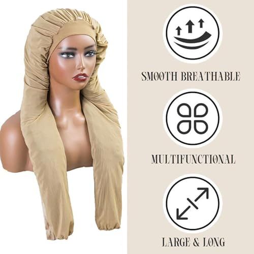 Bonnet for Braids, Braid Bonnets for Sleeping Women, Long Hair for Women, 2 in 1 Hair & Braids Protection - color: Skin