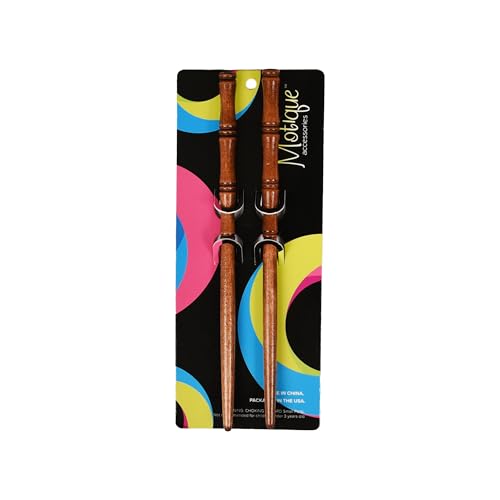 Carved Wooden Hair Sticks Set, Traditional Hair Chopsticks, 7 inches, 2 Pack, Vintage Style (Natural) - color: Natural