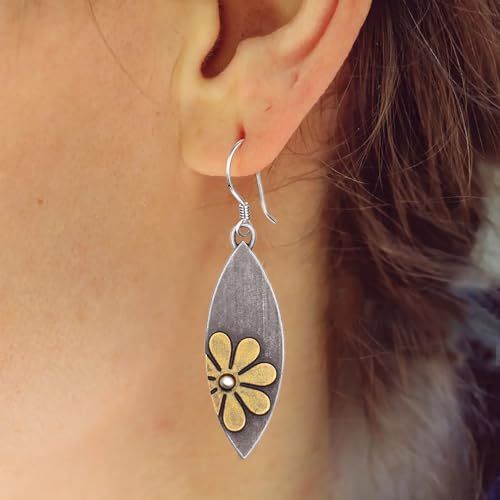 Boho Earrings, Statement Earrings, Teardrop Sunflower Earrings, Dangle Ethnic Earrings for Women, Handmade Bohemian Trendy Boho Vintage Jewelry - style: Daisy